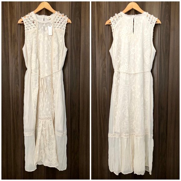 Anthropologie Cream Maxi Dress - Picture 3 of 8